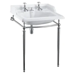 Burlington Classic 650mm 2TH Basin With Invisible Overflow/Waste & Chrome Wash Stand 7 Burlington Classic 650mm 2TH Basin With Invisible Overflow/Waste & Chrome Wash Stand -Shower Essence burlingtonclassic65cmbasinwithinvisibleoverflowchromebasinstandl