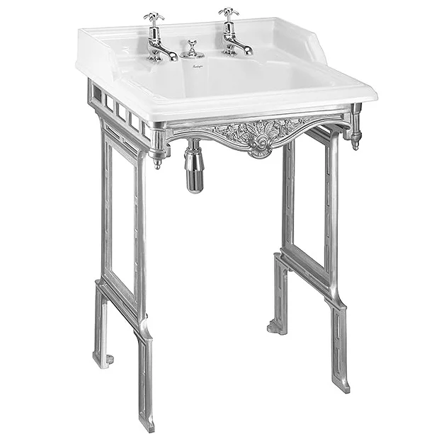 Burlington Classic 65cm Invisible Overflow Basin With Polished Aluminium Wash Stand 4 Burlington Classic 65cm Invisible Overflow Basin With Polished Aluminium Wash Stand - Image 2