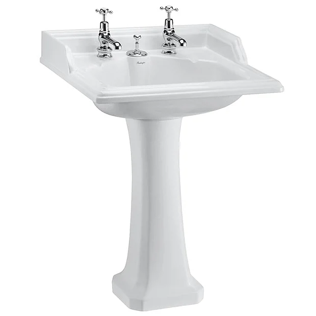 Burlington Classic Square 65cm Basin With Invisible Overflow/Waste & Pedestal 4 Burlington Classic Square 65cm Basin With Invisible Overflow/Waste & Pedestal - Image 2