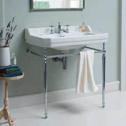 Burlington Edwardian 80cm Basin And Chrome Wash Stand -Shower Essence burlingtonedwardian80cmbasinandchromewashstandd2
