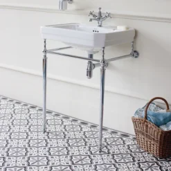 Burlington Victorian Medium Basin & Chrome Wash Stand -Shower Essence burlingtonvictorianmedium56cmbasinandchromewashstandd1