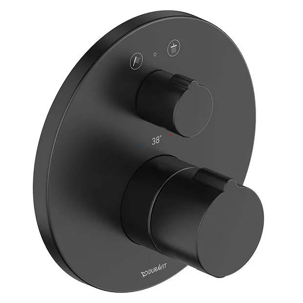 Duravit C.1 Round Thermostatic Shower Mixer With Diverter For Concealed Installation - Matt Black 3 Duravit C.1 Round Thermostatic Shower Mixer With Diverter For Concealed Installation - Matt Black