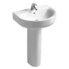 Ideal Standard Connect Arc 1TH Basin + Pedestal -Shower Essence ca501thf l
