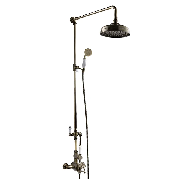 Chatsworth 1928 Antique Brass Exposed Valve Incl. Rigid Riser Kit, Diverter, 8" Rose + Handset 5 Chatsworth 1928 Antique Brass Exposed Valve Incl. Rigid Riser Kit, Diverter, 8" Rose + Handset - Image 3