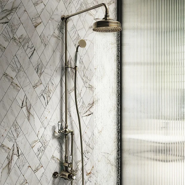 Chatsworth 1928 Antique Brass Exposed Valve Incl. Rigid Riser Kit, Diverter, 8" Rose + Handset 4 Chatsworth 1928 Antique Brass Exposed Valve Incl. Rigid Riser Kit, Diverter, 8" Rose + Handset - Image 2