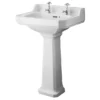 Old London Richmond Comfort Height Traditional 2TH Basin & Pedestal 1 Old London Richmond Comfort Height Traditional 2TH Basin & Pedestal -Shower Essence ccr031 l