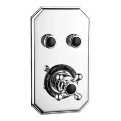 Chatsworth 1928 Black Traditional Push-Button Shower Valve Pack With Handset + Rainfall Shower Head -Shower Essence chtpbpk2blk d2