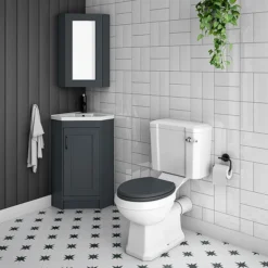 Chatsworth Corner Mirror Cabinet Graphite -Shower Essence cnrmcabblk d3