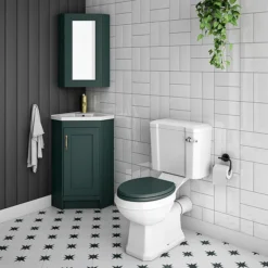 Chatsworth Corner Mirror Cabinet Green -Shower Essence cnrmcabgrn d2