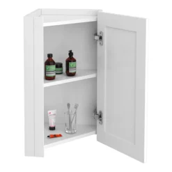 Chatsworth Corner Mirror Cabinet White -Shower Essence cnrmcabwht d1