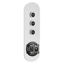 Hudson Reed Topaz Black Traditional Three Outlet Push-Button Shower Valve