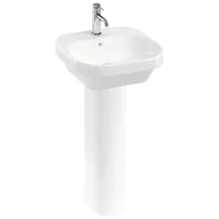 Britton Bathrooms Curve2 450mm 1TH Basin With Full Pedestal