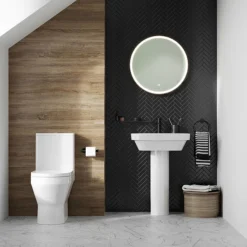 Britton Bathrooms Curve2 550mm 1TH Basin With Full Pedestal -Shower Essence cu50fped d1