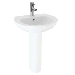 Cove 550mm Basin And Full Pedestal Set - 1 Tap Hole -Shower Essence cv55bp1th l