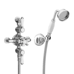 Trafalgar Triple Exposed Thermostatic Shower (inc. Valve, Elbow, Handset + Fixed Shower Head) -Shower Essence egly25pk1 d1