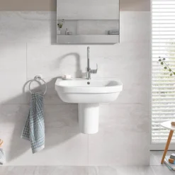 Grohe Euro Ceramic 600mm 1TH Basin + Half Pedestal -Shower Essence eurhp600 d1