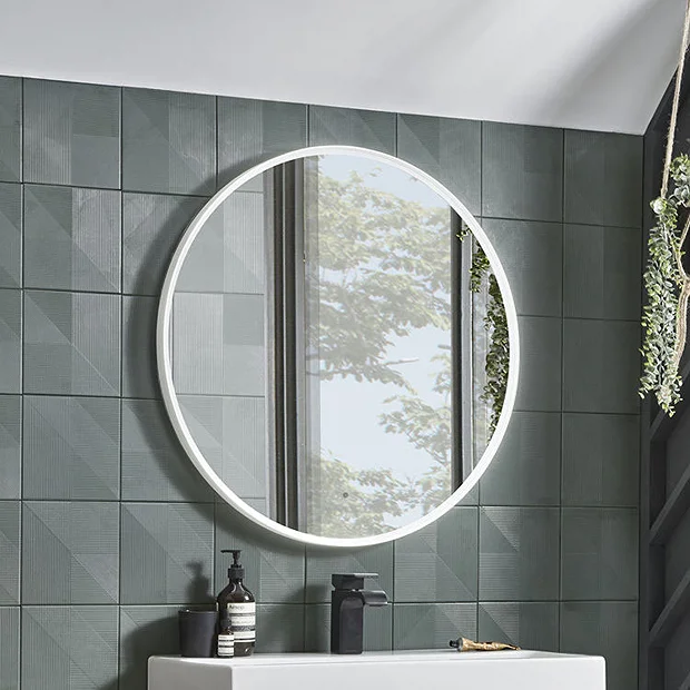 Roper Rhodes Frame 800mm LED Illuminated Round Mirror - Gloss White 3 Roper Rhodes Frame 800mm LED Illuminated Round Mirror - Gloss White