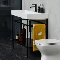 Britton Shoreditch Frame 600mm Basin & Black Wash Stand -Shower Essence frame600 d1