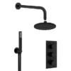 Crosswater MPRO Matt Black 2 Outlet 3-Handle Shower Bundle -Shower Essence gtlpro2000m l