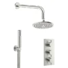 Crosswater MPRO Brushed Stainless Steel Effect 2 Outlet 3-Handle Shower Bundle -Shower Essence gtlpro2000v l