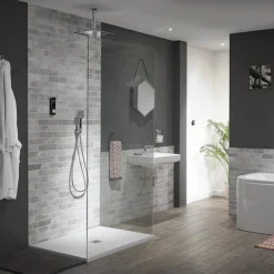 Triton HOME Digital Mixer Shower Pumped All-in-One With Square Fixed Head & Outlet Elbow Handset Holder (Low Pressure Gravity) -Shower Essence homdmchhsqm d1