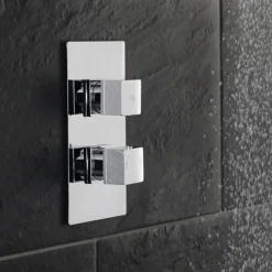 Hudson Reed Kubix Twin Concealed Thermostatic Shower Valve -Shower Essence hudsonreedkubixtwinconcealedthermostaticshowervalvea3013d3