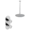 Arezzo Chrome Industrial Style Shower System With Concealed Valve + Ceiling Mounted Head