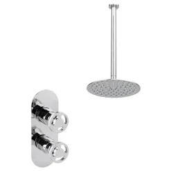 Arezzo Chrome Industrial Style Shower System With Concealed Valve + Ceiling Mounted Head