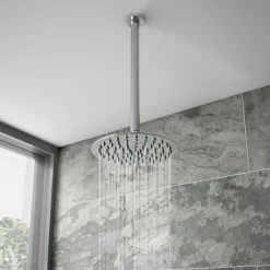 Arezzo Chrome Industrial Style Shower System With Concealed Valve, Handset + Ceiling Mounted Head -Shower Essence is5chpkd4