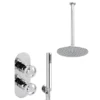 Arezzo Chrome Industrial Style Shower System With Concealed Valve, Handset + Ceiling Mounted Head -Shower Essence is5chpkd6