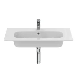 Ideal Standard I.Life A 1TH Wall Hung Basin + Chrome Bottle Trap -Shower Essence isila84wh d2