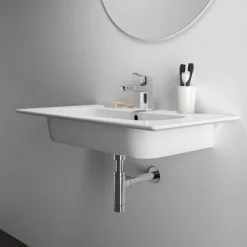 Ideal Standard I.Life A 1TH Wall Hung Basin + Chrome Bottle Trap -Shower Essence isila84wh d4