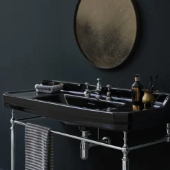 Burlington Jet Black Edwardian 3TH 120cm Basin & Chrome Wash Stand -Shower Essence jet123th d1