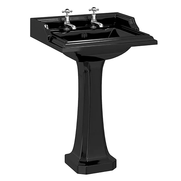 Burlington Jet Black Classic 65cm Basin With Classic Pedestal 4 Burlington Jet Black Classic 65cm Basin With Classic Pedestal - Image 2