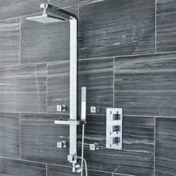 Nuie Square Triple Concealed Thermostatic Shower Valve With Diverter