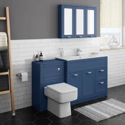 Keswick Blue 900mm Traditional Wall Hung 3 Door Mirror Cabinet -Shower Essence kesblu3dm d1