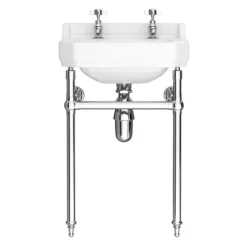 Keswick Traditional 560mm Basin & Chrome Wash Stand -Shower Essence keswicktraditionalbasinchromewashstand560mmwidenewdetail1