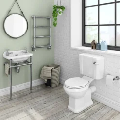 Keswick Traditional 515mm Cloakroom Basin 2TH & Chrome Wash Stand