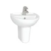 Vitra - Layton Cloakroom Basin And Half Pedestal - 2 Tap Hole -Shower Essence lay45hp2thl