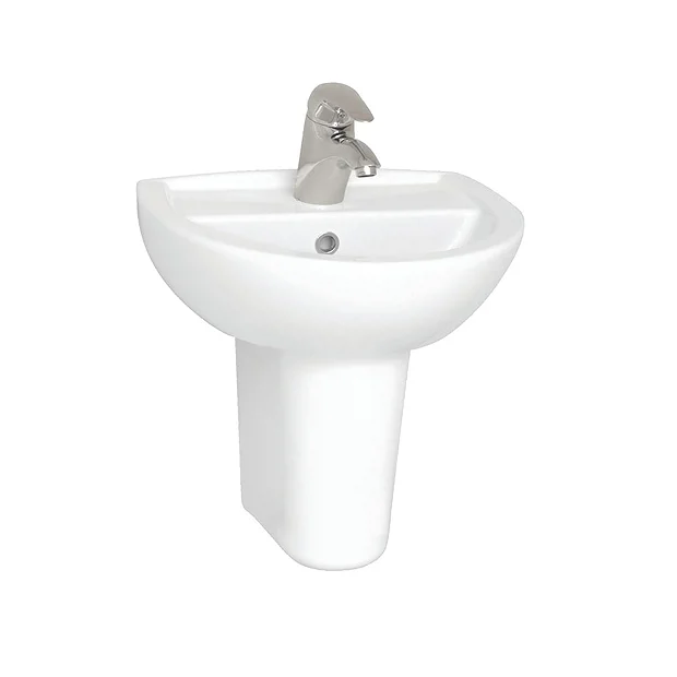 Vitra - Layton Cloakroom Basin And Half Pedestal - 2 Tap Hole 3 Vitra - Layton Cloakroom Basin And Half Pedestal - 2 Tap Hole