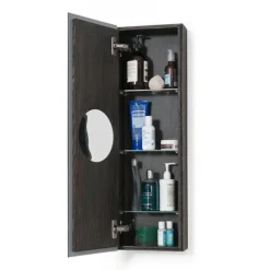 800mm Slimline Mirror Cabinet Dark Oak -Shower Essence m800do d1