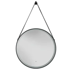 Heritage Amberley Black 590mm Illuminated Circular Mirror With Demister Pad