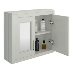 Chatsworth 690mm Grey 2-Door Mirror Cabinet -Shower Essence mcabgry d2
