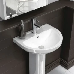 Metro Modern Basin With Full Pedestal (1 Tap Hole) -Shower Essence metromodernbasinwithfullpedestalnd1