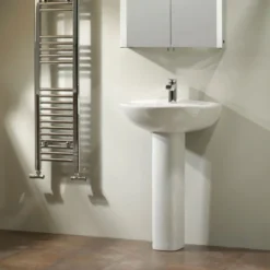 Tavistock Micra 565mm Ceramic Basin & Pedestal 9 Tavistock Micra 565mm Ceramic Basin & Pedestal -Shower Essence mic565fp d2