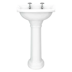 Monaco Traditional Basin + Pedestal (2 Tap Hole) -Shower Essence monbasped d2