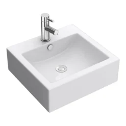 Nuie 470 X 450mm Square Ceramic Counter Top Basin - 1 Tap Hole