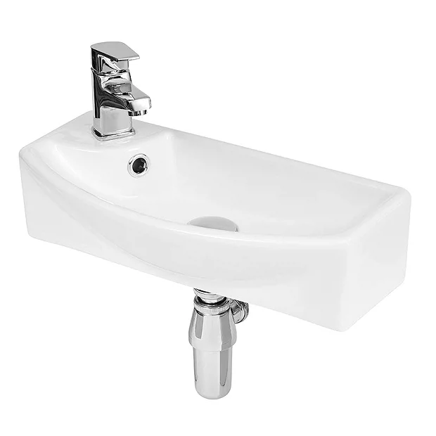 Hudson Reed 1TH Compact Wall Hung Basin (Left Hand) 3 Hudson Reed 1TH Compact Wall Hung Basin (Left Hand)