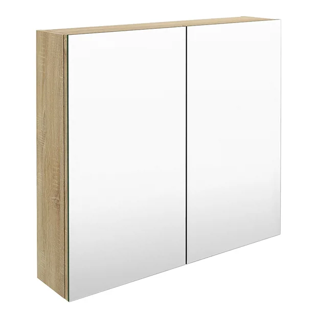 Brooklyn 800mm Natural Oak Bathroom Mirror Cabinet - 2 Door 4 Brooklyn 800mm Natural Oak Bathroom Mirror Cabinet - 2 Door - Image 2