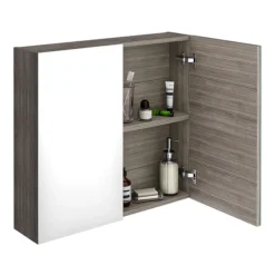 Brooklyn 800mm Grey Avola Bathroom Mirror Cabinet - 2 Door -Shower Essence off519 d4